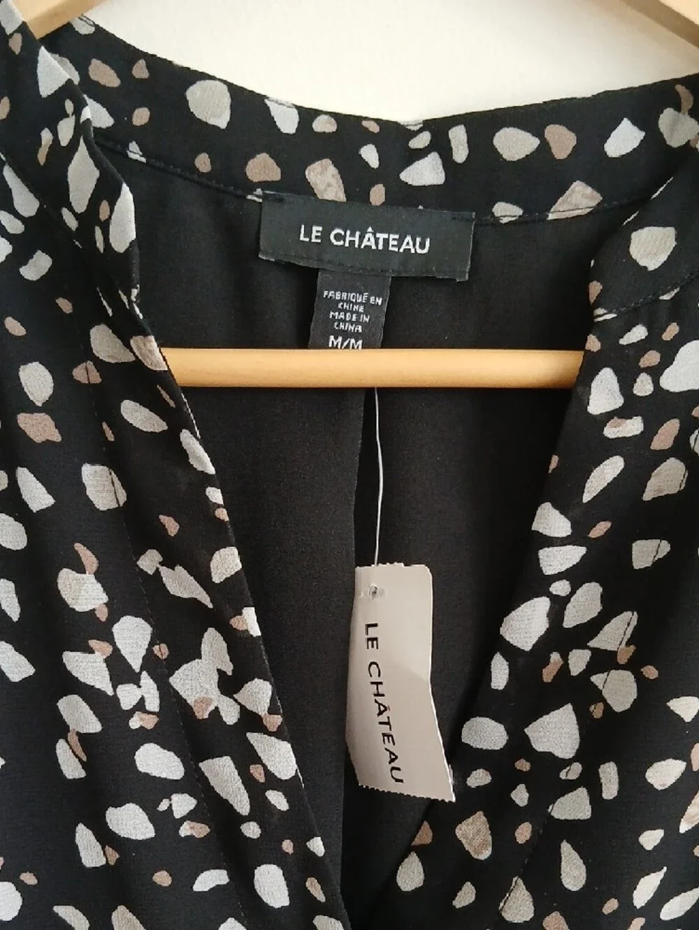 le chateau Black Printed V-Neck Long Sleeve Dress - Picture 3 of 10